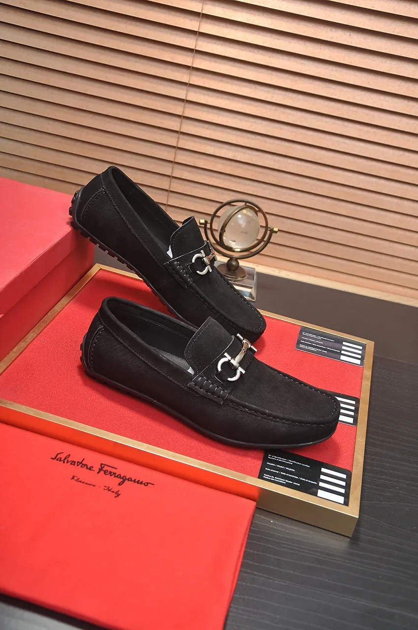 Men's shoes 💰460💶 [Ferragamo/Ferragamo] The latest model in the counter. Original imported open-sided fine cowhide hand-woven + imported 🐂 cowhide + original luxury metal buckle + original combination outsole. No pressure in comparison 38--44🎉